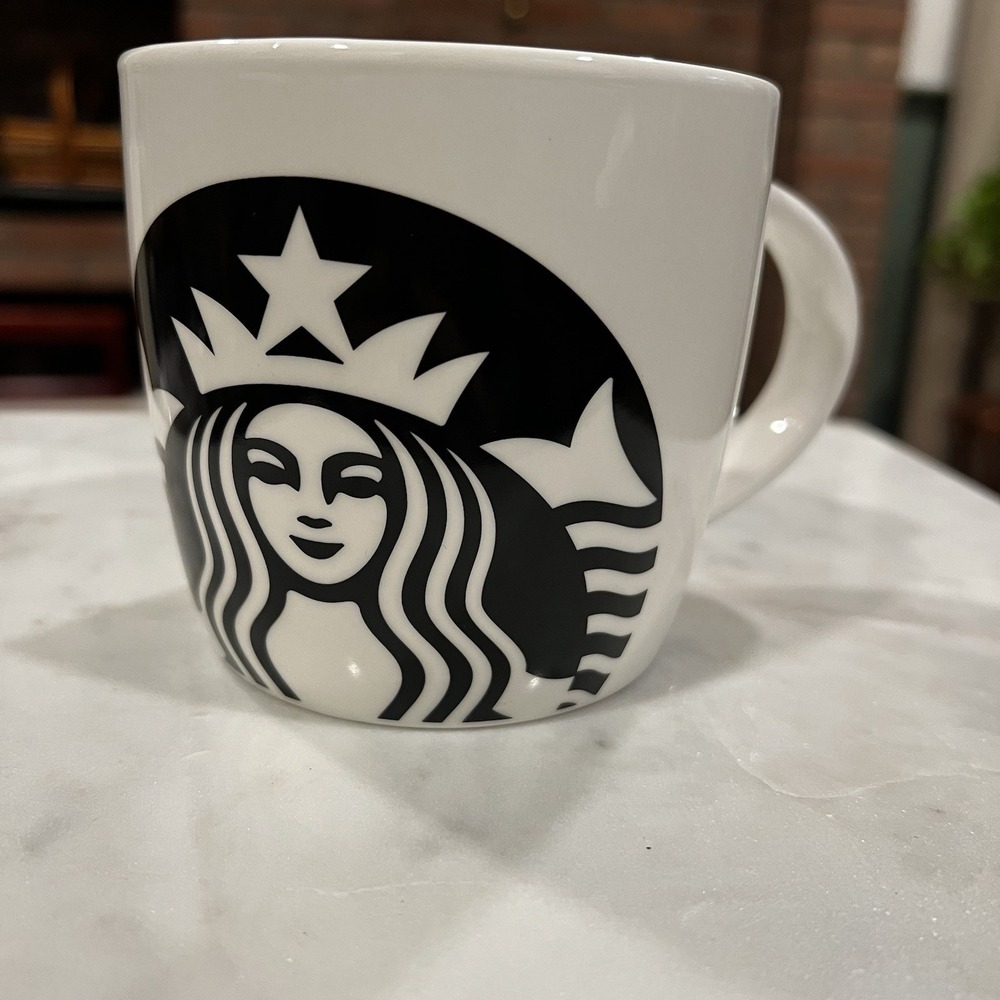 Starbucks Mermaid Logo Siren Mug Coffee Cup Black White Barrel 14 fl oz 2017